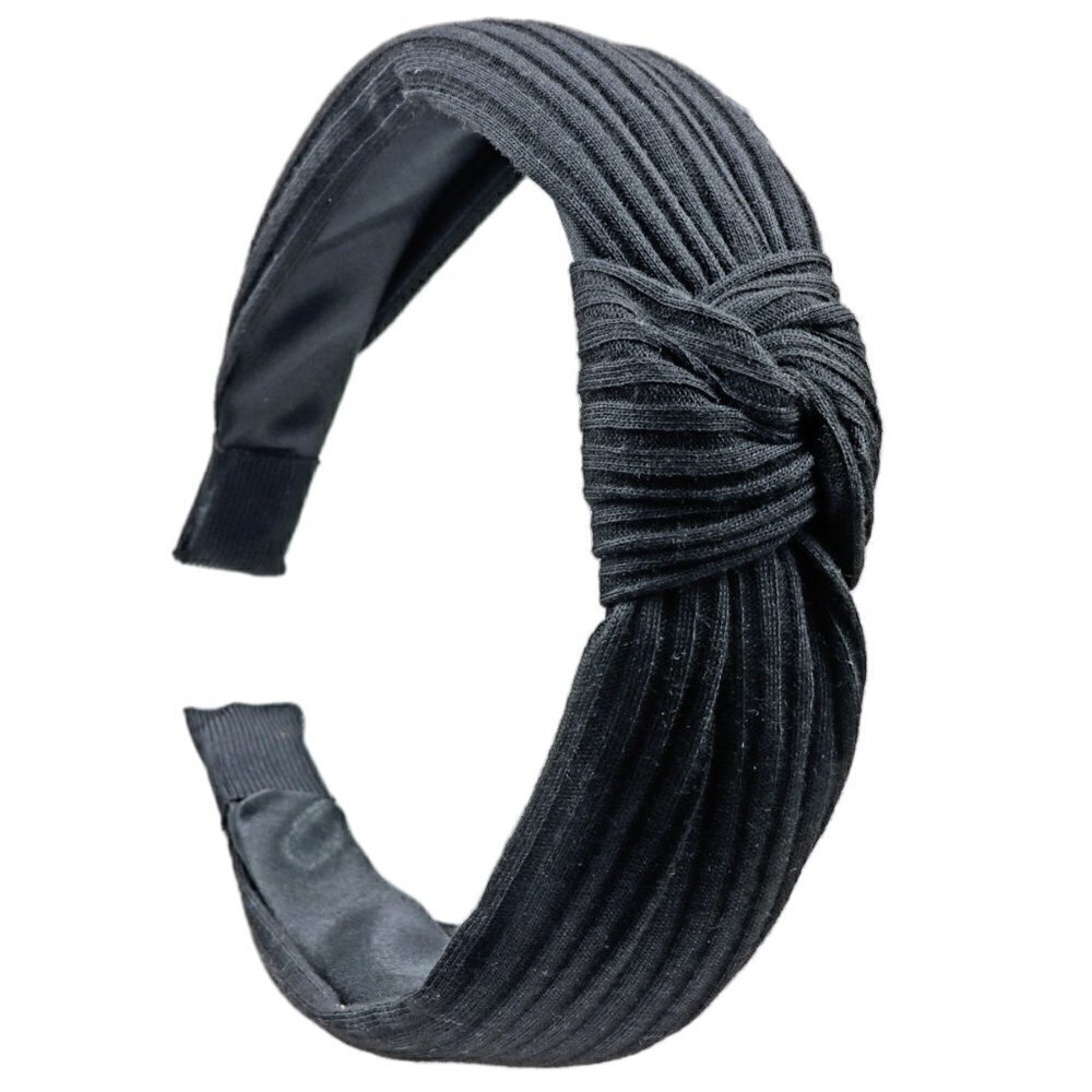 Grey Leaf Pattern Comfort Headband | Knotted Style - Picture 4 of 6